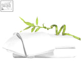 White bamboo fabric duvet cover bed set with fresh green bamboo stalk for natural body temperature regulation