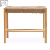 Light wood-framed bandar natural rope small bench with natural rope weave seat perfect for entryway seating