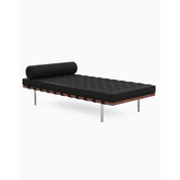 Barcelona Style Daybed, Black Leather, Wood Frame| DC Concept