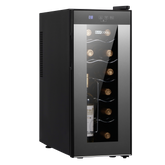 Black barcool vino12 led slim wine cooler with glass door and digital display perfect slim wine storage solution