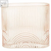 Bardi small pink glass vase with translucent pink glass, vertical ridges, and wave-like pattern near the base