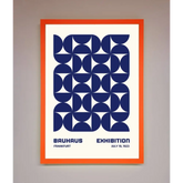 Bauhaus Print July 1923 Navy Blue Abstract Framed Wall Art - A3 (29.7 x 42 cm) / Neon Orange - Framed Print