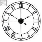 Baywood matt black metal wall clock with roman numerals and three hands black metal wall clock design