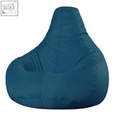 Deep teal bean bag chair with soft plush fabric and teardrop shape from bean bag bazaar for gaming and lounging