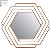 Beauly antique gold hexagon wall mirror with gold-toned layered geometric frame design perfect for stylish decor