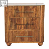 Rustic beaumont marble chest with three drawers white marble top brass handles solid mango wood ample storage