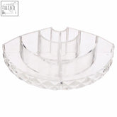 Beauty corner cosmetic organiser clear acrylic curved clear cosmetics organiser with semi-circular design and compartments