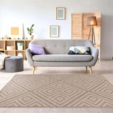 Beige Jute Looking Washable Rugs - 120X170 cm / GEO WHITE - Rugs