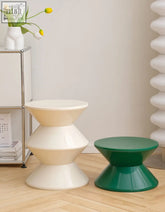Cream and green geometric glossy modern side tables perfect as bennio dressing table stools for stylish spaces
