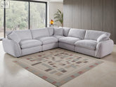 Light gray large corner sofa with plush textured fabric and modern design for cloud-like comfort