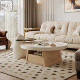 Modern bess coffee table with white top light oak base and open storage compartment underneath