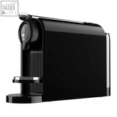 Black breville nespresso machine with chrome accents and sleek design featured in bialetti gioia plus product