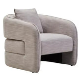 Bilani Grey Linen Effect Curved Chair - Arm Chair