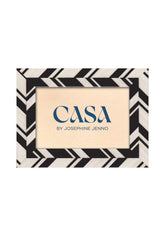 Black and White Marquetry Striped Photo Frame 7x5"
