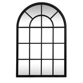 Black Arched Wood Window Mirror 135 cm - Mirrors