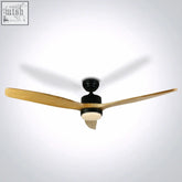 Modern black body ceiling fan with light wood blades and integrated led light for stylish room lighting