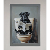 Black Lab On The Toilet Framed Poster - A3 (29.7 x 42 cm) / Dark Grey - Framed Print