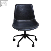 Black leather bloomberg grey home office chair with pneumatic height adjustment curved seat and five-star base
