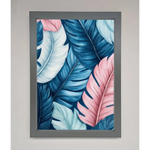 Blue And Pink Feathers Abstract Framed Print - A3 (29.7 x 42 cm) / Dark Grey - Framed Print