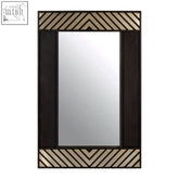 Boho black wall mirror with dark wood frame and decorative mirrored chevron accents perfect black wall mirror decor