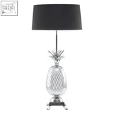 Silver nickel finish pineapple table lamp with black drum shade perfect as a boho pineapple table lamp