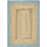 Bordered Duck Egg Blue Jute Rug - 120X170 cm - Rugs