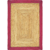 Bordered Raspberry Jute Rug - 80X150 cm - Rugs