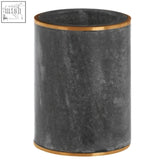 Dark gray marble tumbler with gold-toned metallic rims perfect as a stylish grey marble tumbler for everyday use