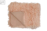 Bosie lamina pink throw blush pink faux fur blanket with soft fluffy texture and smooth satin lining