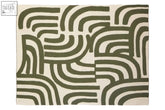 Bosie ozella green throw with olive green curved line pattern on cream background made of soft synthetic material