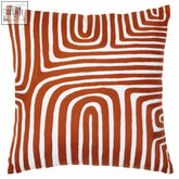 Square throw pillow bosie ozella with bold orange and white geometric pattern made from premium cotton white cushion