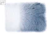 Bosie real mongolian lamb fur grey ombre rectangular cushion with soft fluffy texture from white to blue-gray