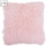 Pink fluffy bosie real mongolian lamb fur square cushion made from soft mongolian lamb perfect for cozy decor