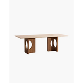 Boucheron Dining Table Travertine & Solid Wood - Dining table