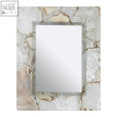 Silver-framed rectangular photo frame with white agate textured crackled glass border for 5x7 photos