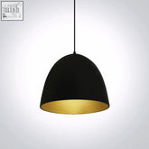 Black bowl shade pendant with gold ribbed interior from the bowl shade pendant range 63016a