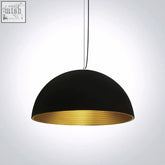 Black dome bowl shade pendant with gold ribbed interior from the bowl shade pendant range 63022a