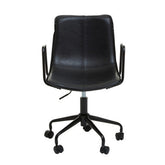 Black leather effect office chair with modern design and five-star base for home workspace comfort