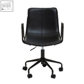 Black leather effect office chair with modern design and five-star base for home workspace comfort