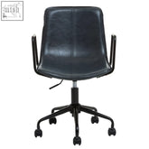 Black leather branson grey leather effect home office chair with foam upholstered seat and black metal base