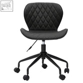 Brent black armless home office chair in quilted leather with a sleek modern design and five-star base for office use