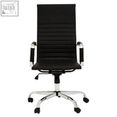 Brent black high back home office chair with black leather seat and chrome base for comfortable office use