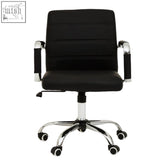 Brent black leather effect and chrome home office chair with chrome armrests and base perfect for office use