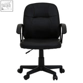 Brent black small home office chair with padded upholstery and five-wheel base perfect for home office use