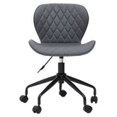 Brent grey and black home office chair with gray quilted leather and black metal base on casters for office use