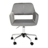 Brent grey velvet and chrome base home office chair with gray upholstered seat and chrome base with black casters