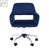 Navy velvet brent home office chair with chrome base and black casters perfect for office chair setups