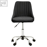 Brent ribbed black and chrome home office chair with black tufted seat and chrome base with casters for home office