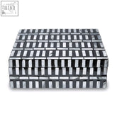 Bria shell inlay large trinket box with black and white mosaic pattern and glossy finish perfect for storing trinkets