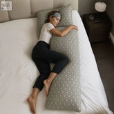Gray geometric-patterned brightr hug body pillow with soft plush texture perfect for comfy hugs and support